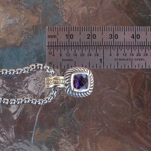 Retired David Yurman Albion Amethyst Enhancer Pendan w/Chain - 14K/925 - Picture 11 of 12